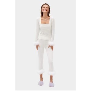 Sleeper Women’s Weekend Chic 2-piece Lounge Set Pajamas Feather White sz M NWT